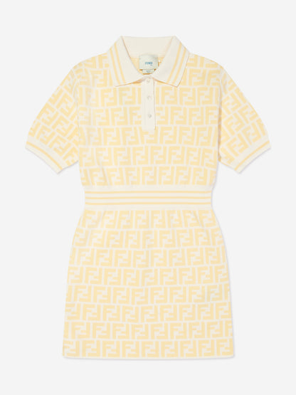 Fendi 女童 FF Logo Polo 连衣裙（黄色）