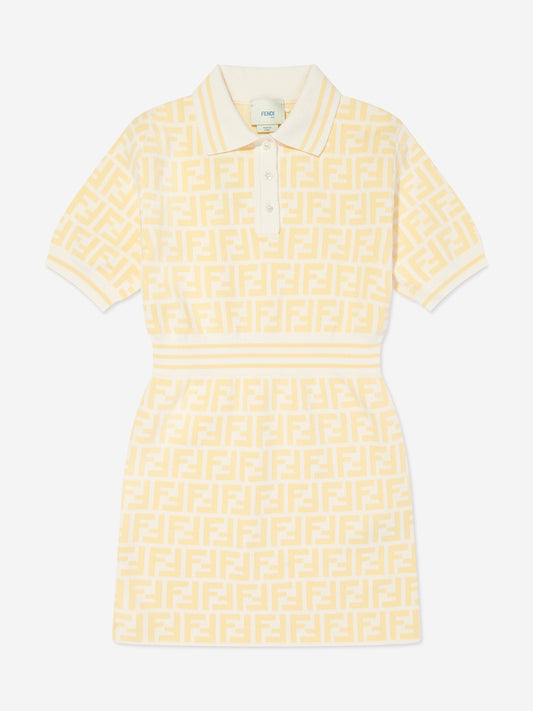 Fendi 女童 FF Logo Polo 连衣裙（黄色）