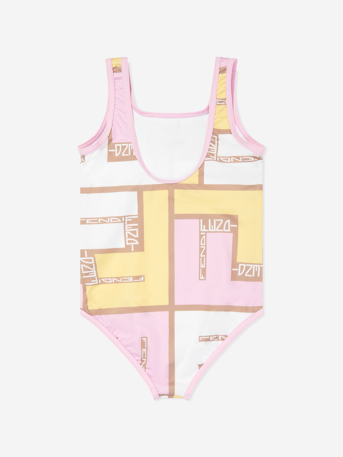 Fendi 女童粉色拼图徽标泳衣