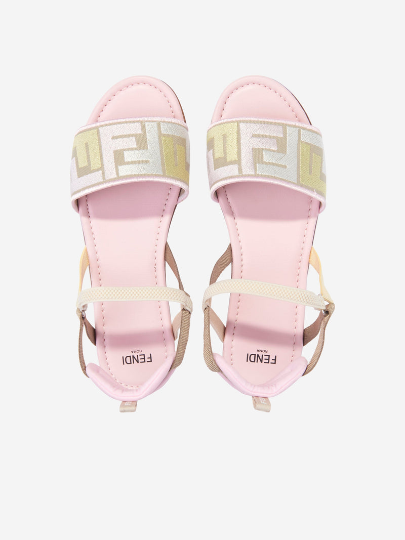 Fendi 女童 FF Puzzle 凉鞋（粉色）