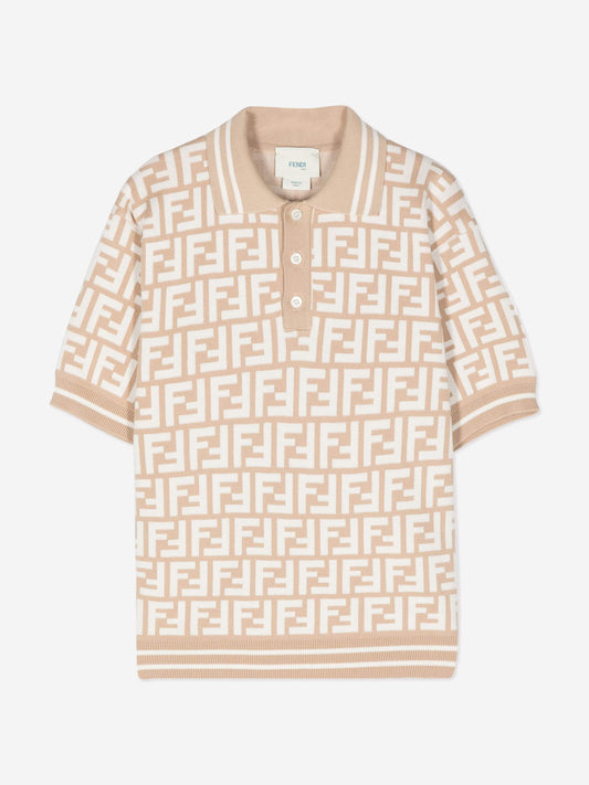 Fendi Boys FF 针织 Polo 衫（米色）