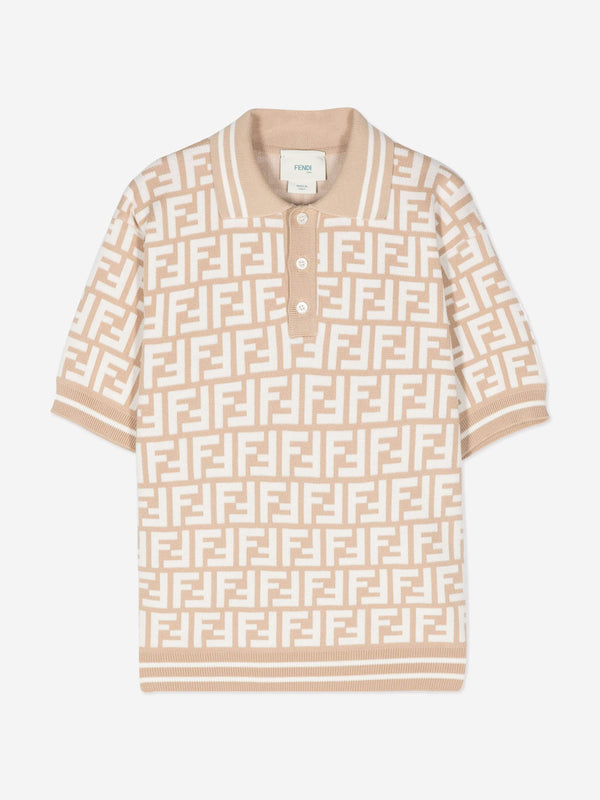 Fendi Boys FF 针织 Polo 衫（米色）