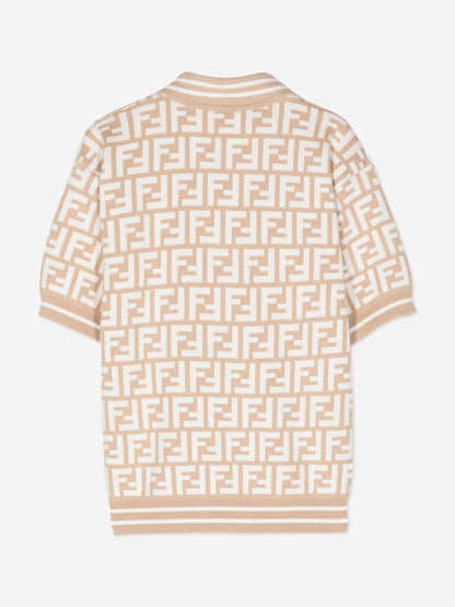 Fendi Boys FF 针织 Polo 衫（米色）