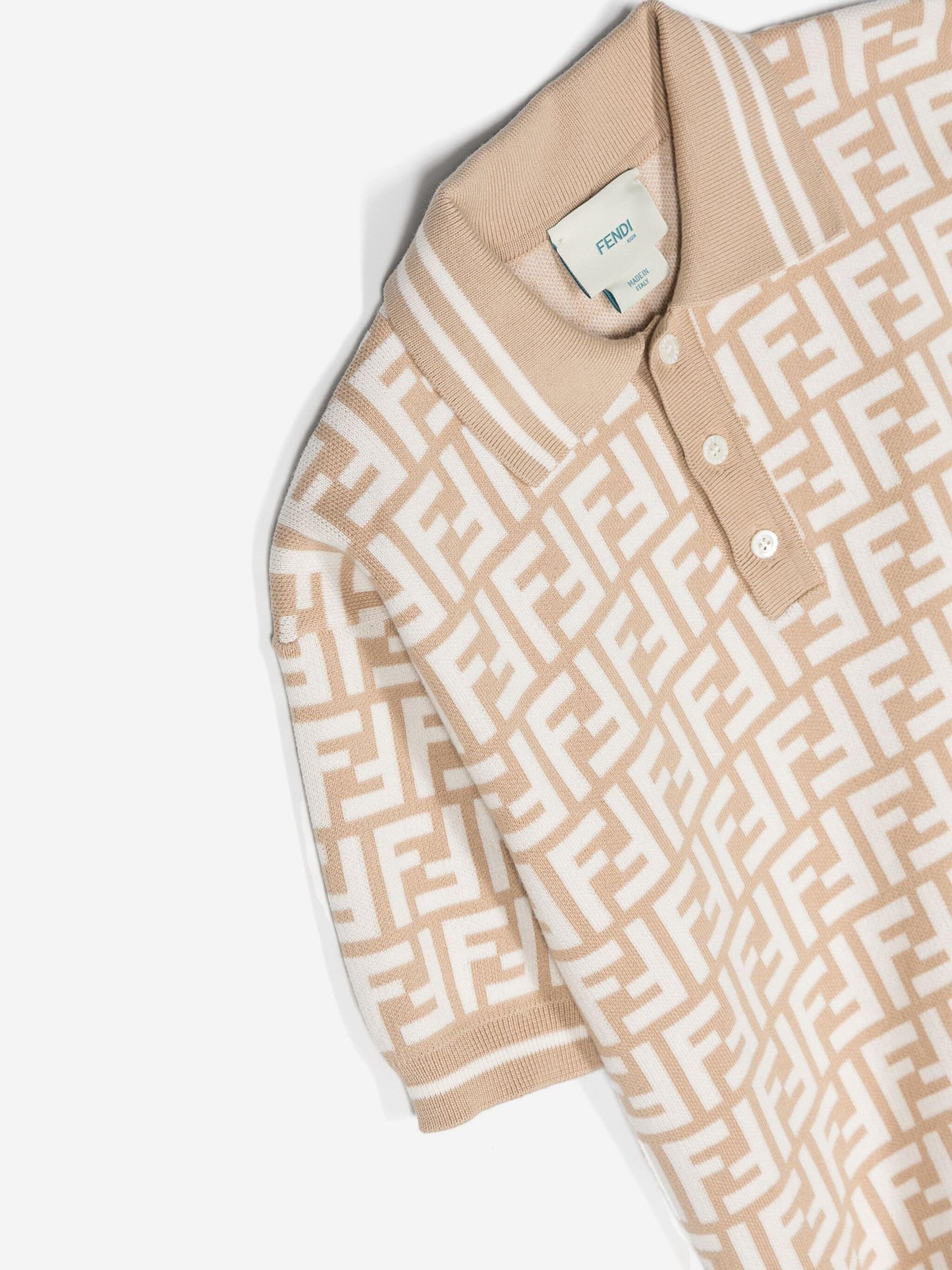 Fendi Boys FF 针织 Polo 衫（米色）
