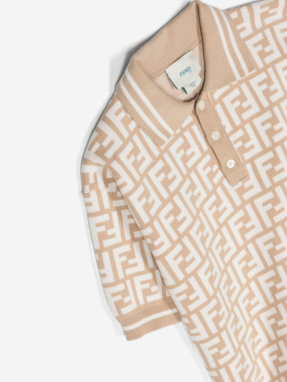Fendi Boys FF 针织 Polo 衫（米色）