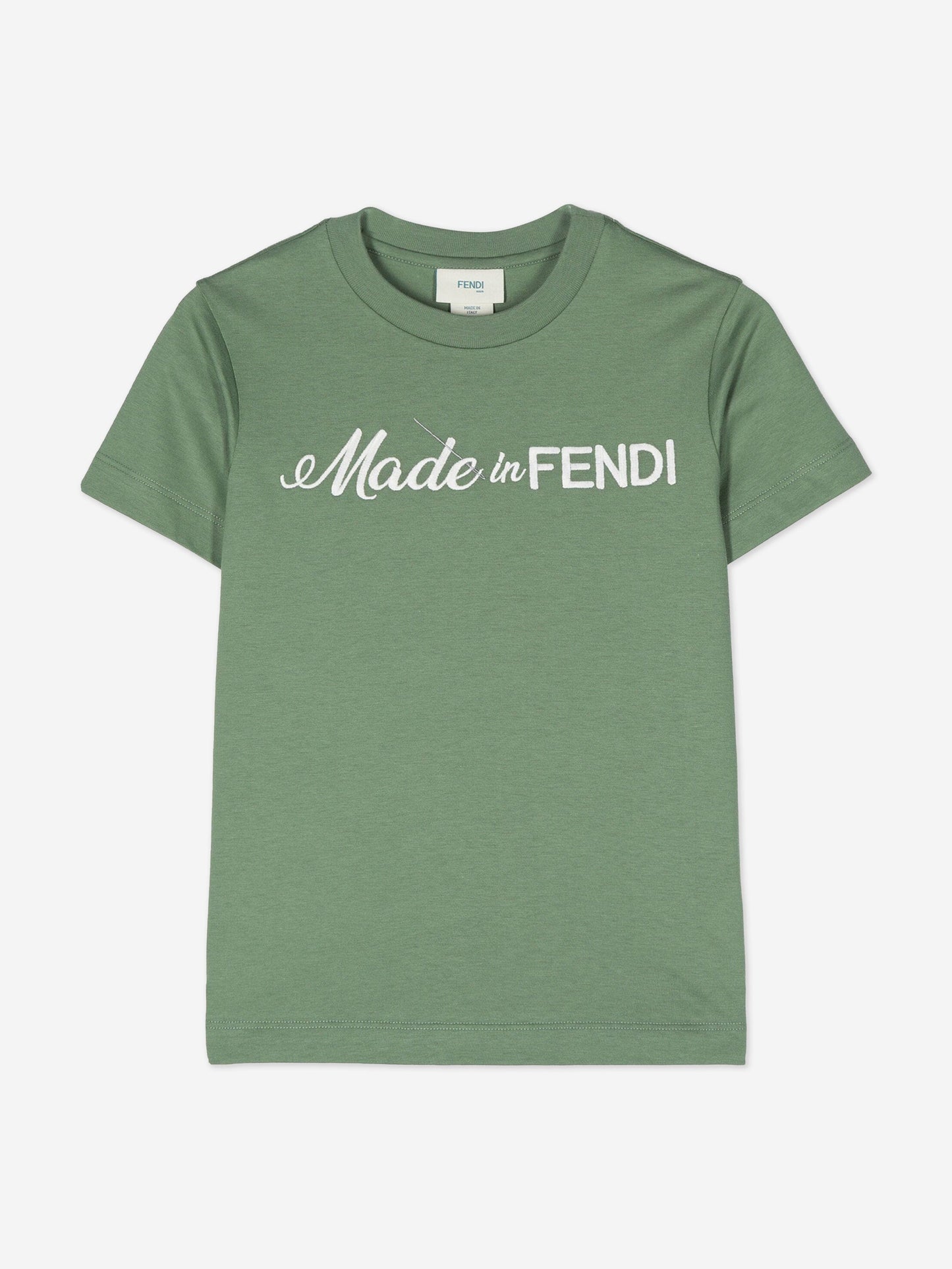 Fendi 儿童绿色徽标 T 恤