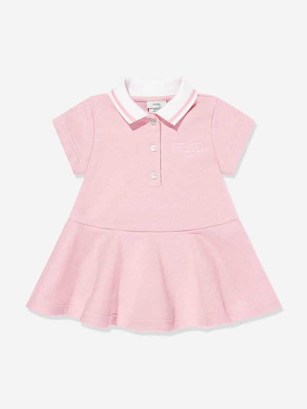 Baby Girls Logo Polo Dress in Pink