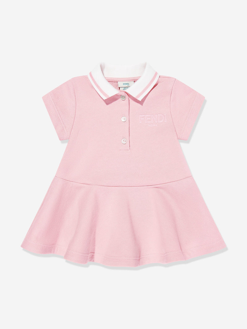 Baby Girls Logo Polo Dress in Pink