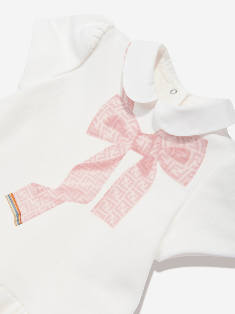Baby Girls Bow Dress in White