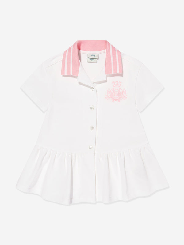 Baby Girls Piqué Polo Dress in White