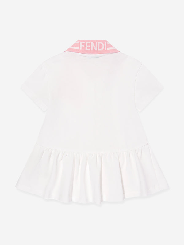 Baby Girls Piqué Polo Dress in White