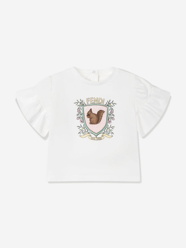Baby Girls Squirrel T-Shirt in White