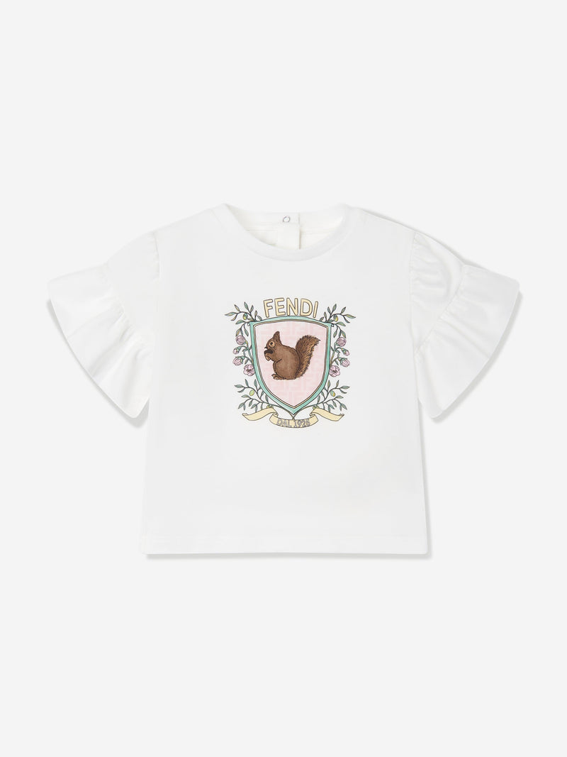Baby Girls Squirrel T-Shirt in White