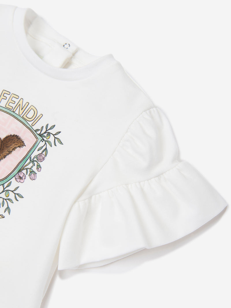 Baby Girls Squirrel T-Shirt in White