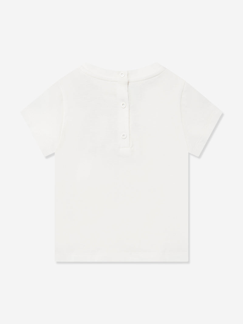 Baby Girls Trompe l&#39;oeil Bow Print T-Shirt in White