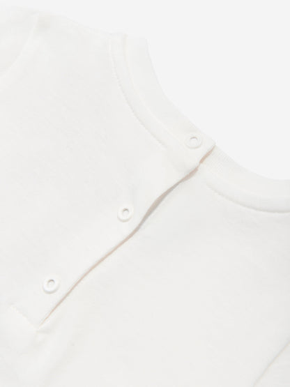 Baby Girls Trompe l'oeil Bow Print T-Shirt in White