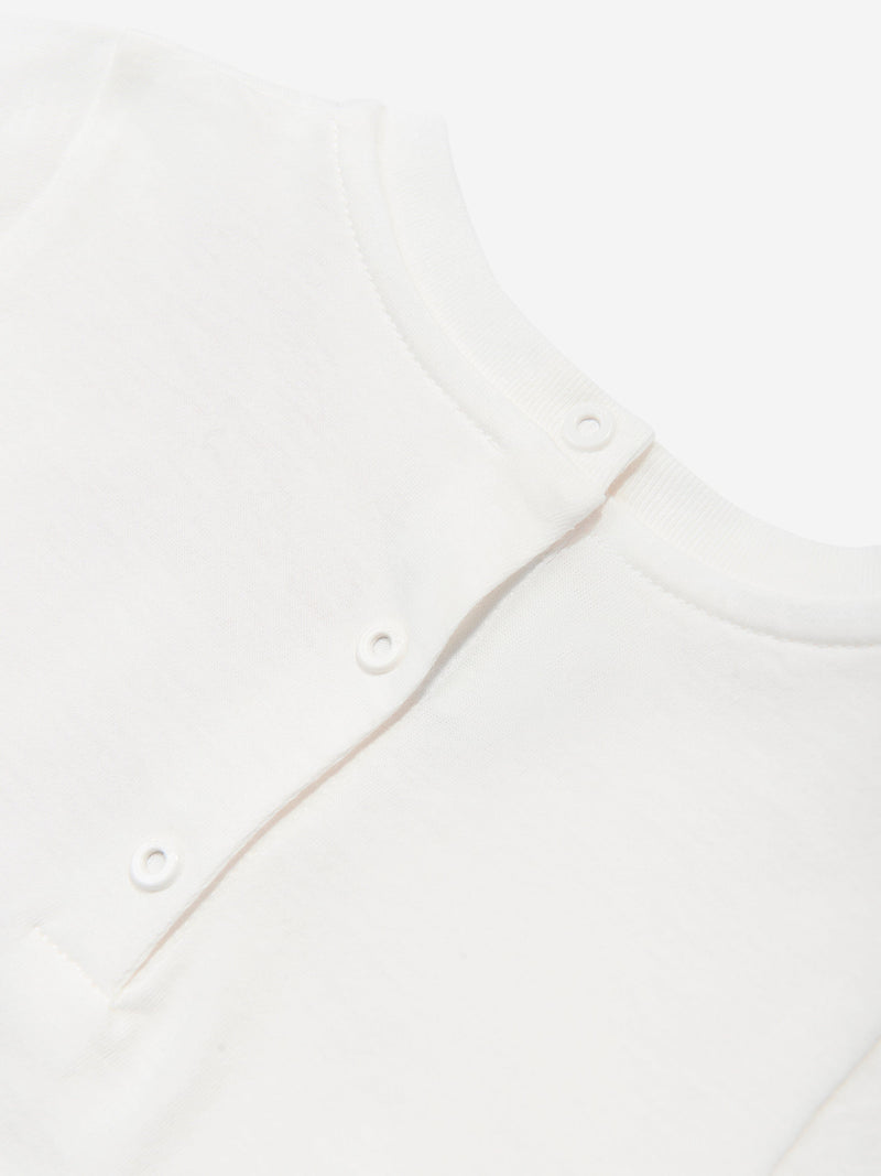 Baby Girls Trompe l&#39;oeil Bow Print T-Shirt in White