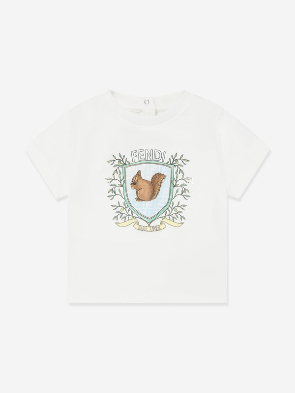 Baby Boys Squirrel T-Shirt in White