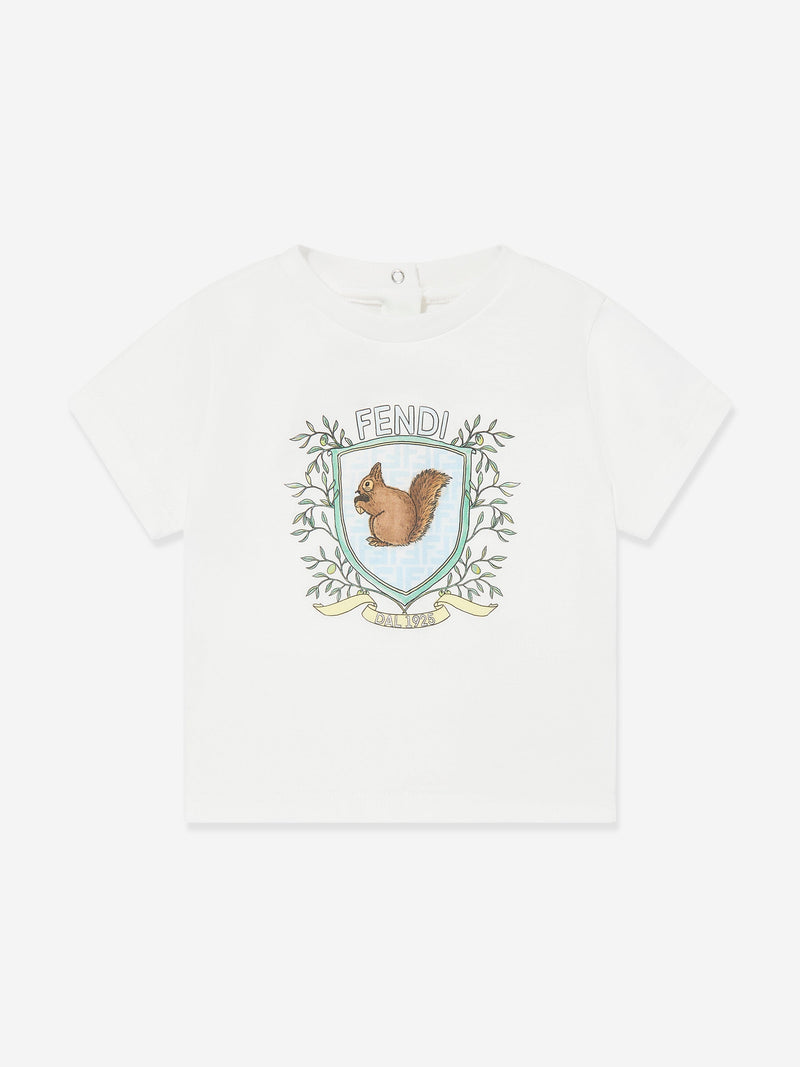 Baby Boys Squirrel T-Shirt in White