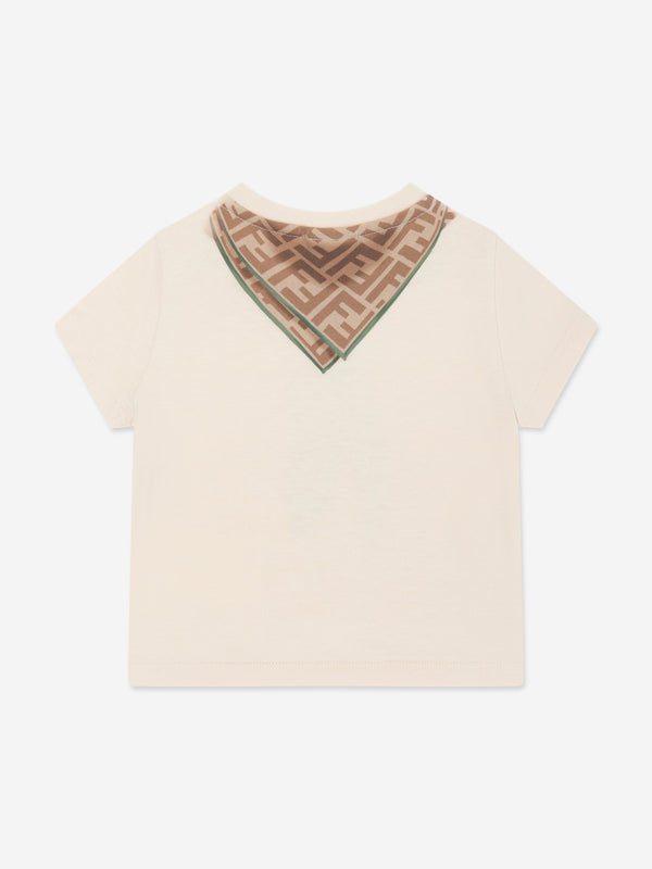 Baby Boys Scarf Print T-Shirt in Beige