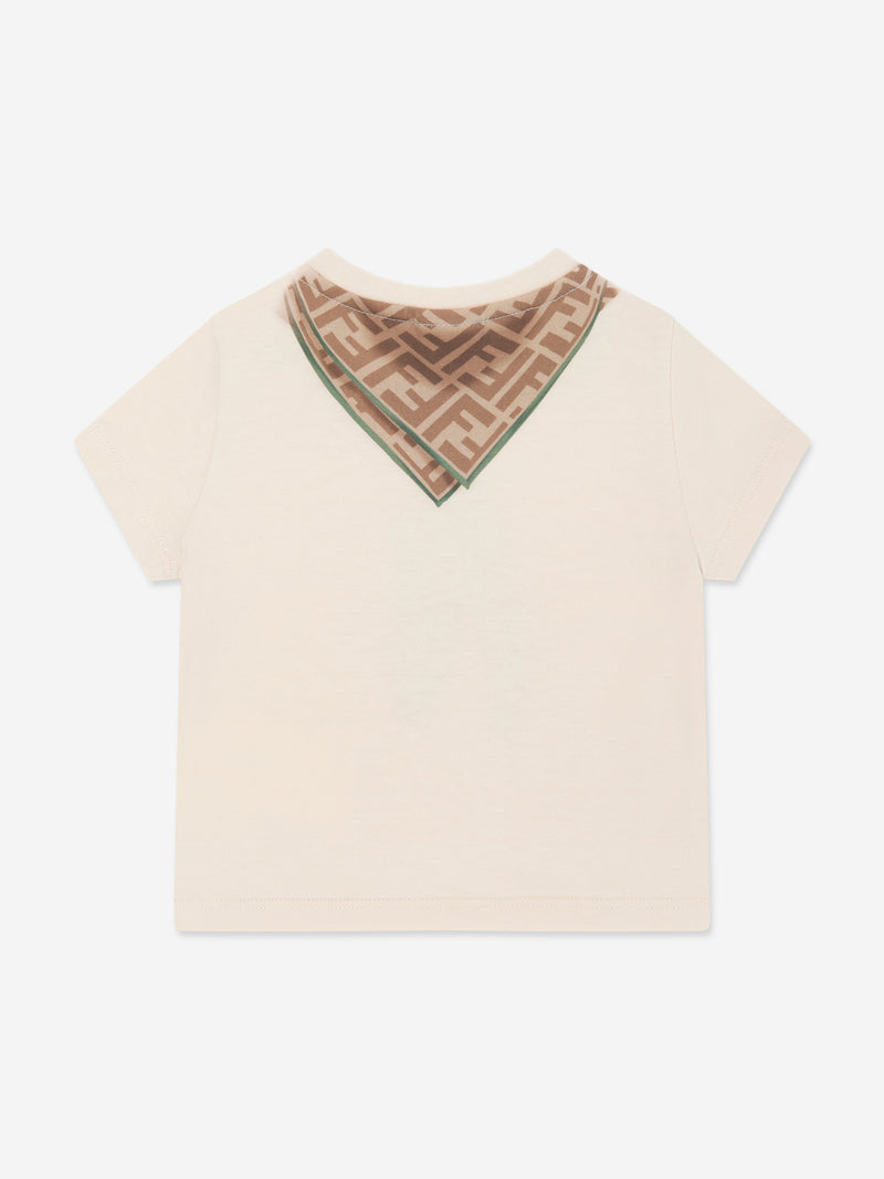 Baby Boys Scarf Print T-Shirt in Beige