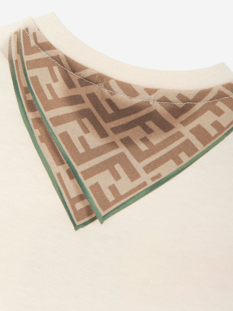 Baby Boys Scarf Print T-Shirt in Beige