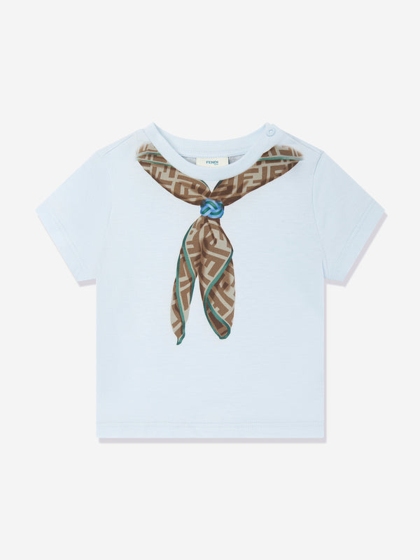 Baby Boys Scarf Print T-Shirt in Blue