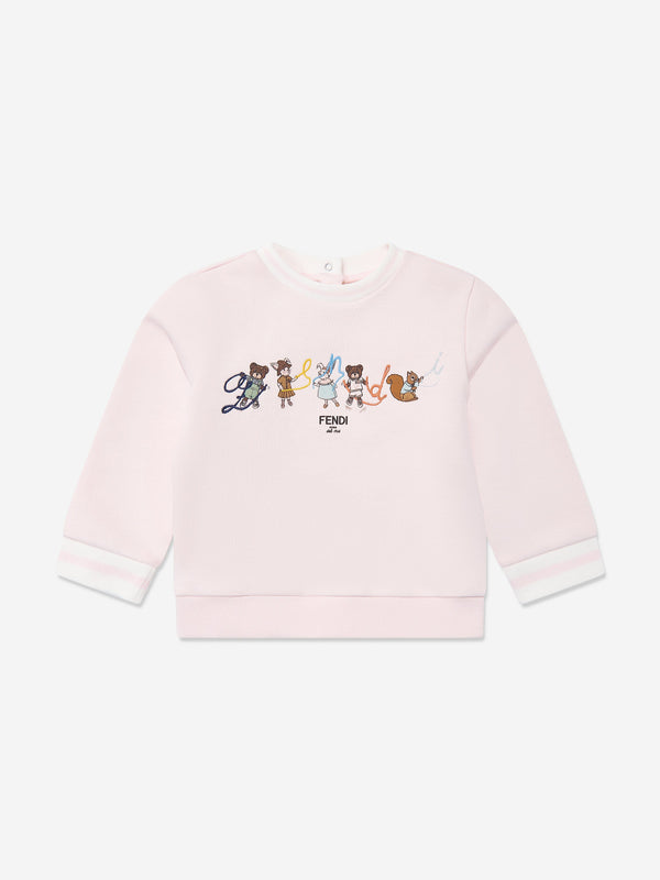Baby Girls Animal Logo Sweatshirt in Pink