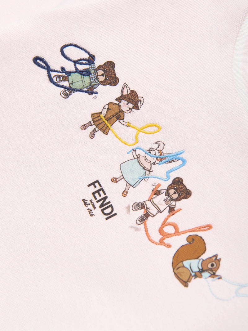 Baby Girls Animal Logo Sweatshirt in Pink
