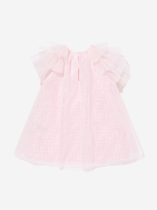 Girls FF Logo Tulle Dress in Pink