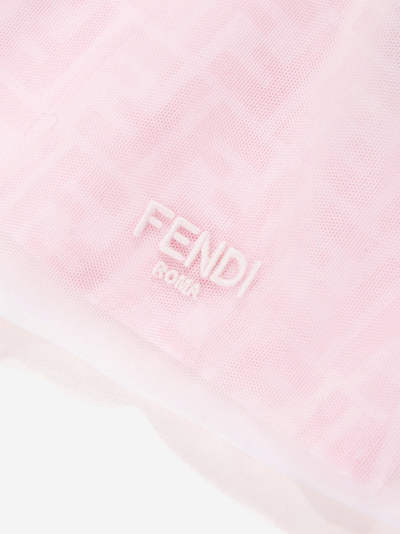 Girls FF Logo Tulle Dress in Pink