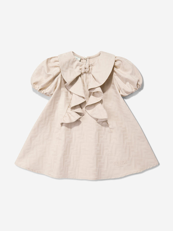Baby Girls FF Jacquard Logo Dress in Beige