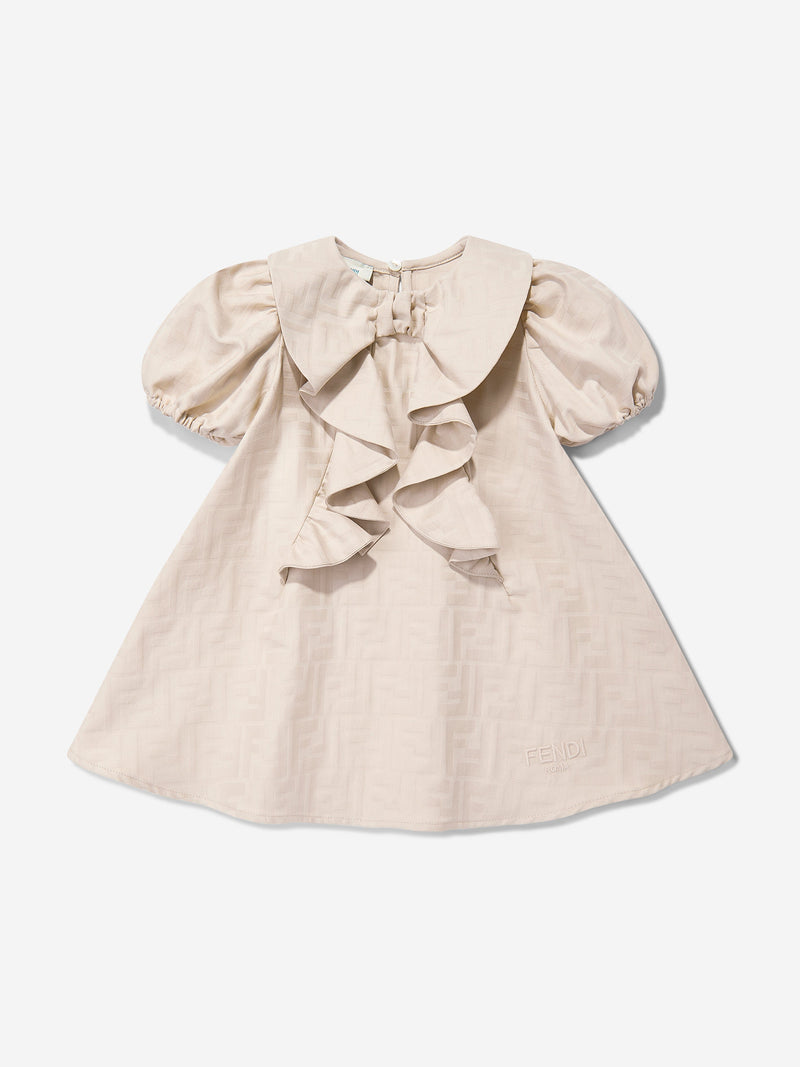 Baby Girls FF Jacquard Logo Dress in Beige