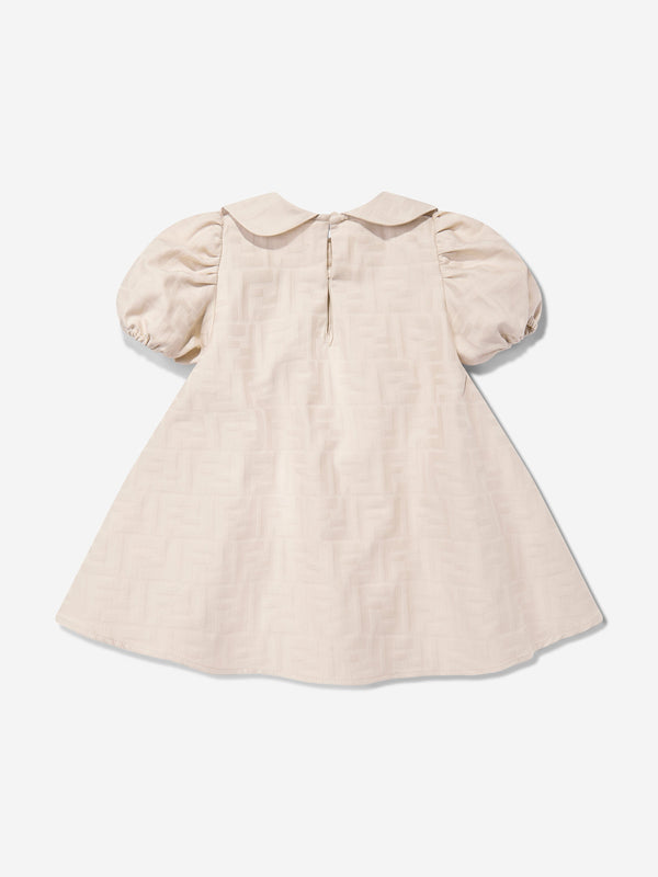 Baby Girls FF Jacquard Logo Dress in Beige