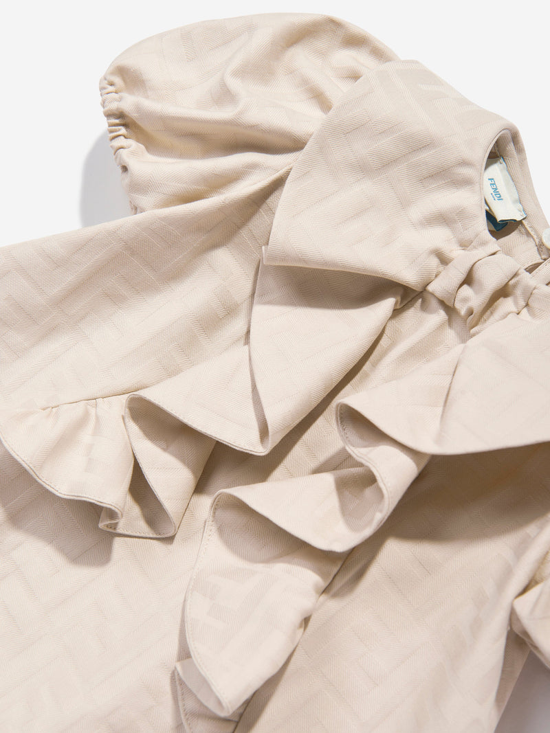 Baby Girls FF Jacquard Logo Dress in Beige