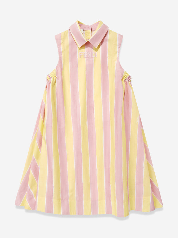 Girls Pequin Print Dress in Yellow