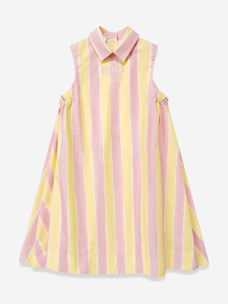 Girls Pequin Print Dress in Yellow