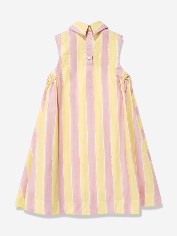 Girls Pequin Print Dress in Yellow