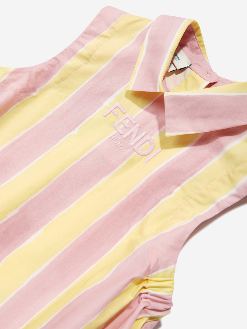 Girls Pequin Print Dress in Yellow