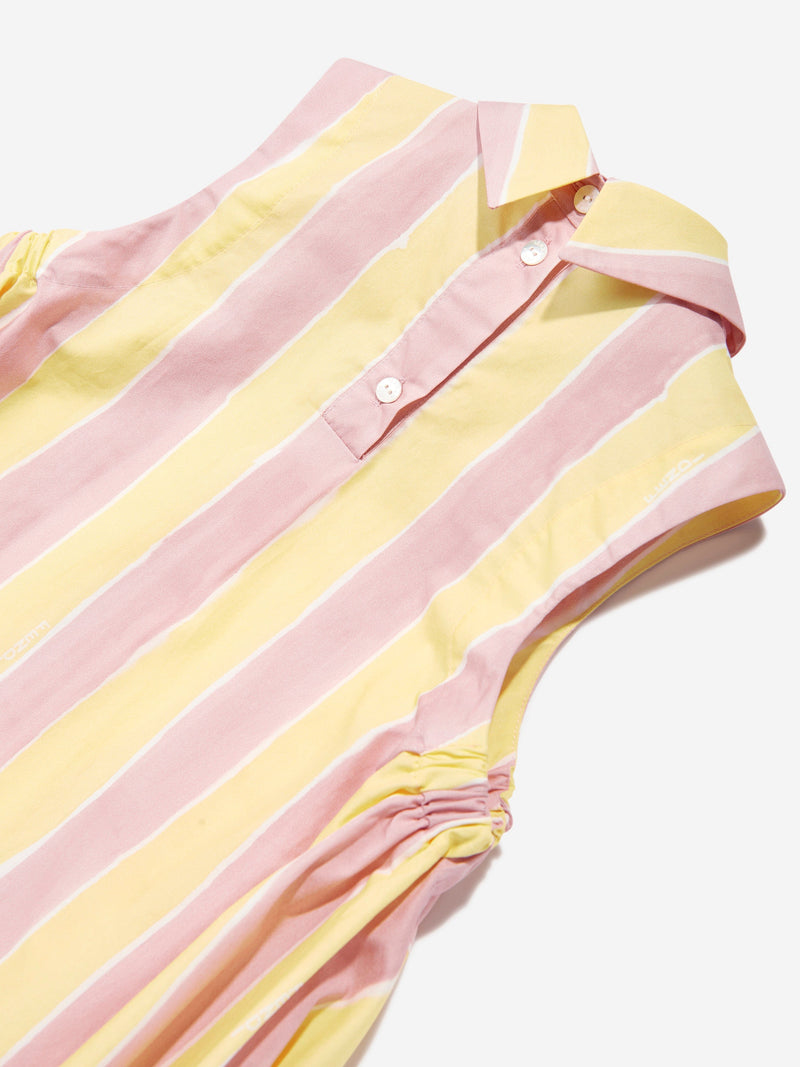 Girls Pequin Print Dress in Yellow