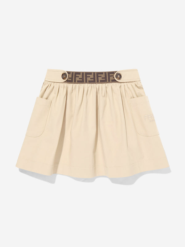 Baby Girls Stretch Gabardine Skirt in Beige
