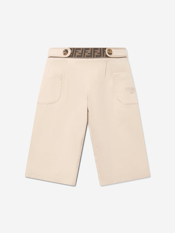 Baby Girls Stretch Gabardine Trousers in Beige