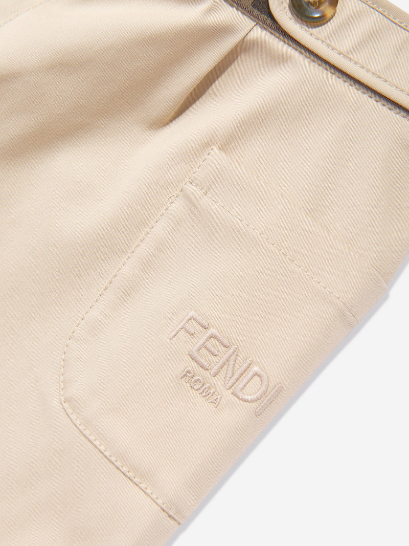 Baby Girls Stretch Gabardine Trousers in Beige