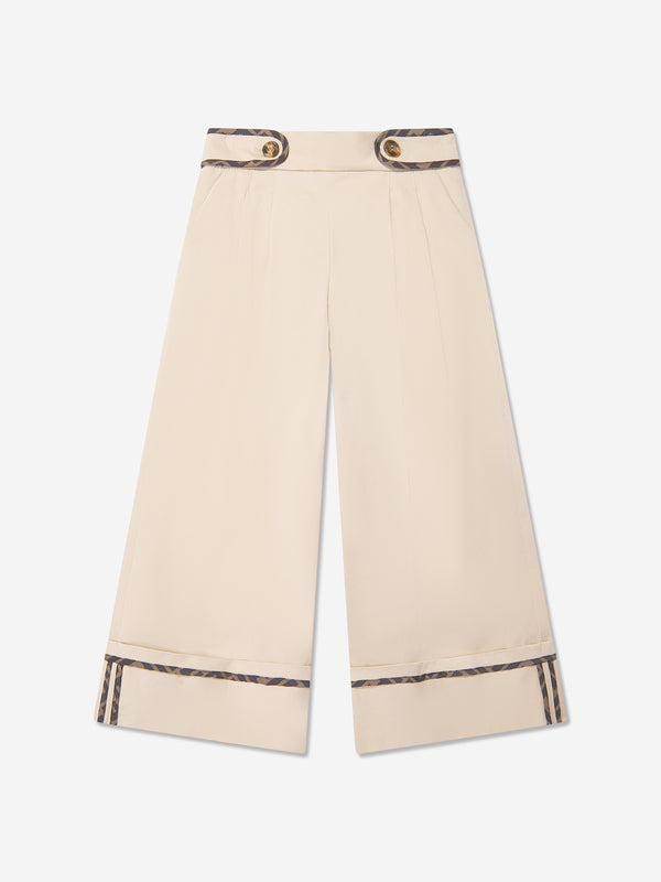 Girls Stretch Gabardine Trousers in Beige