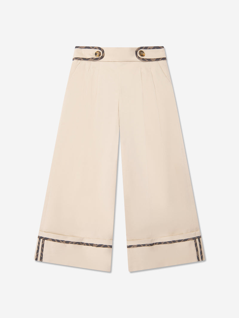 Girls Stretch Gabardine Trousers in Beige