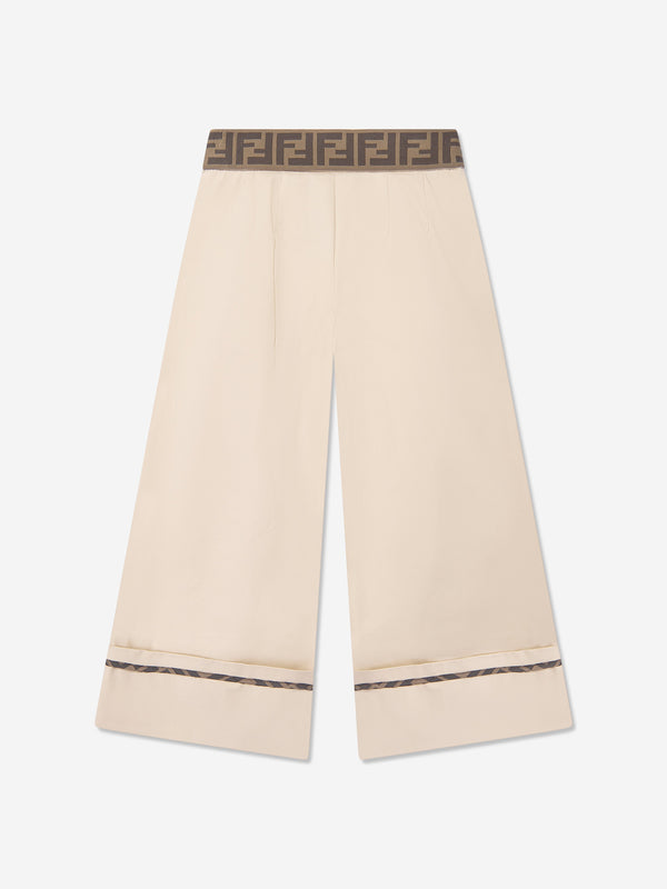 Girls Stretch Gabardine Trousers in Beige
