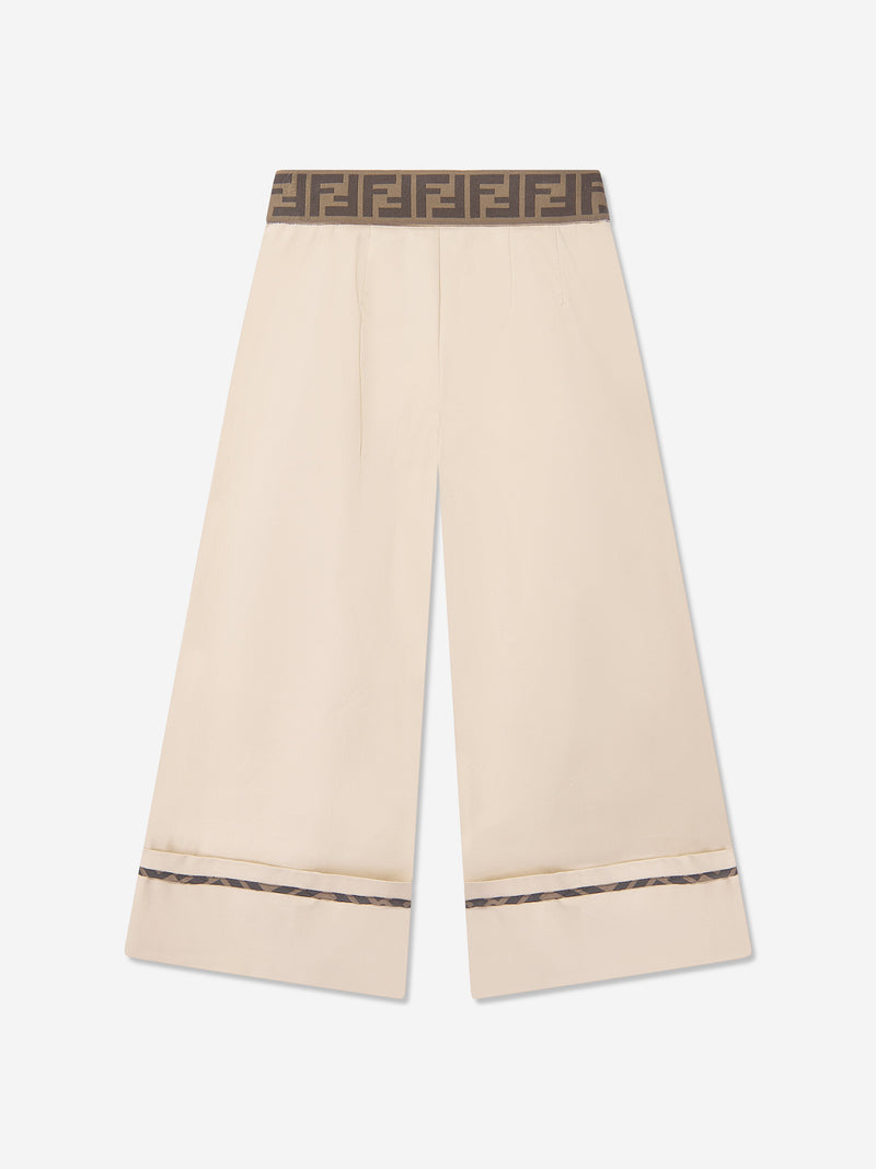 Girls Stretch Gabardine Trousers in Beige