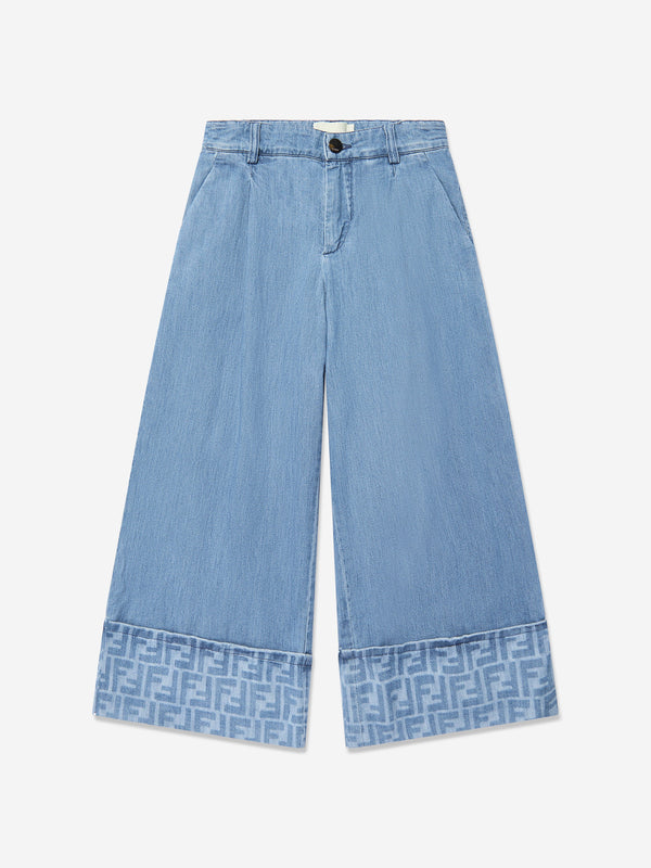 Girls Denim Wide Leg Jeans in Blue