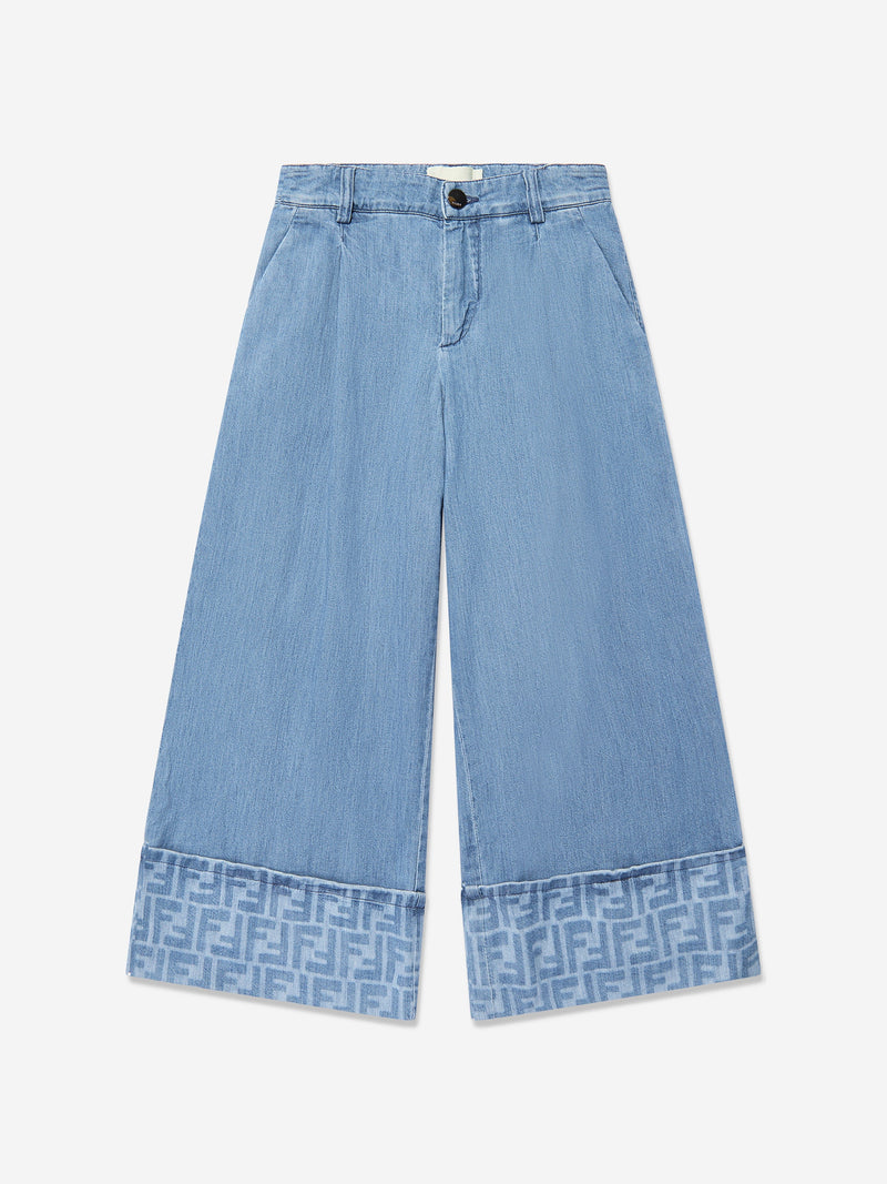 Girls Denim Wide Leg Jeans in Blue
