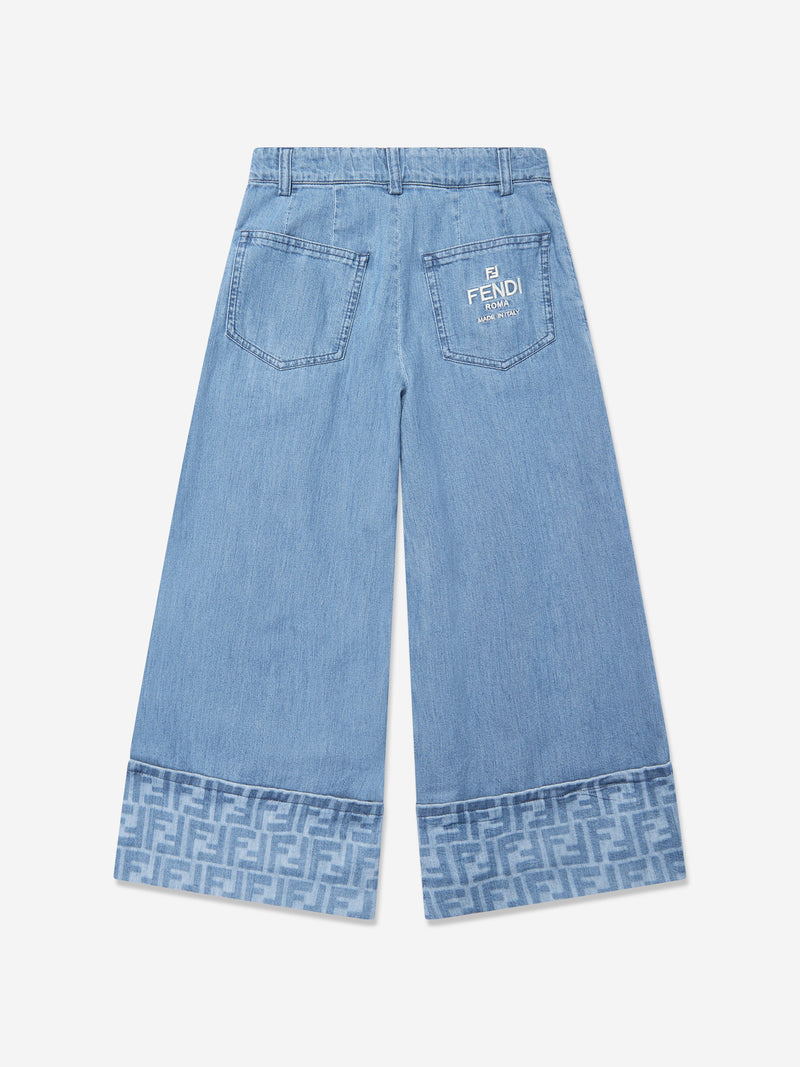Girls Denim Wide Leg Jeans in Blue